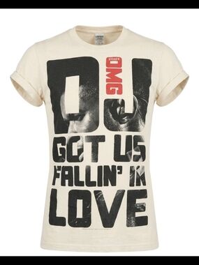 Usher Cream Graphic Tee with Black and Red Print